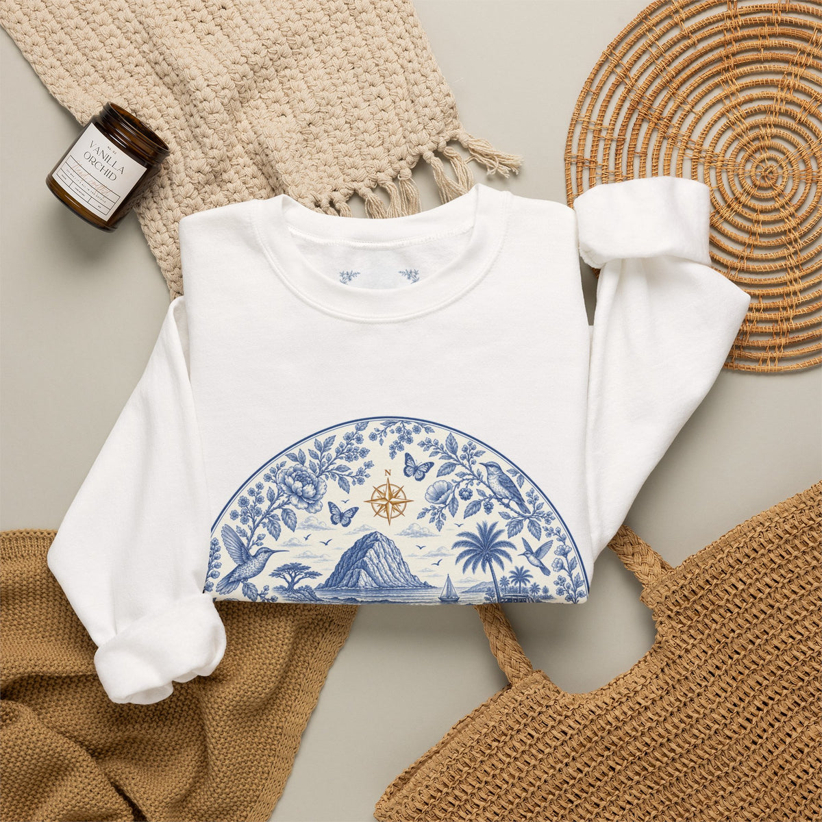 Drift & Dwell Crewneck Sweatshirt | California Toile Collection | Pacific Coast Edition