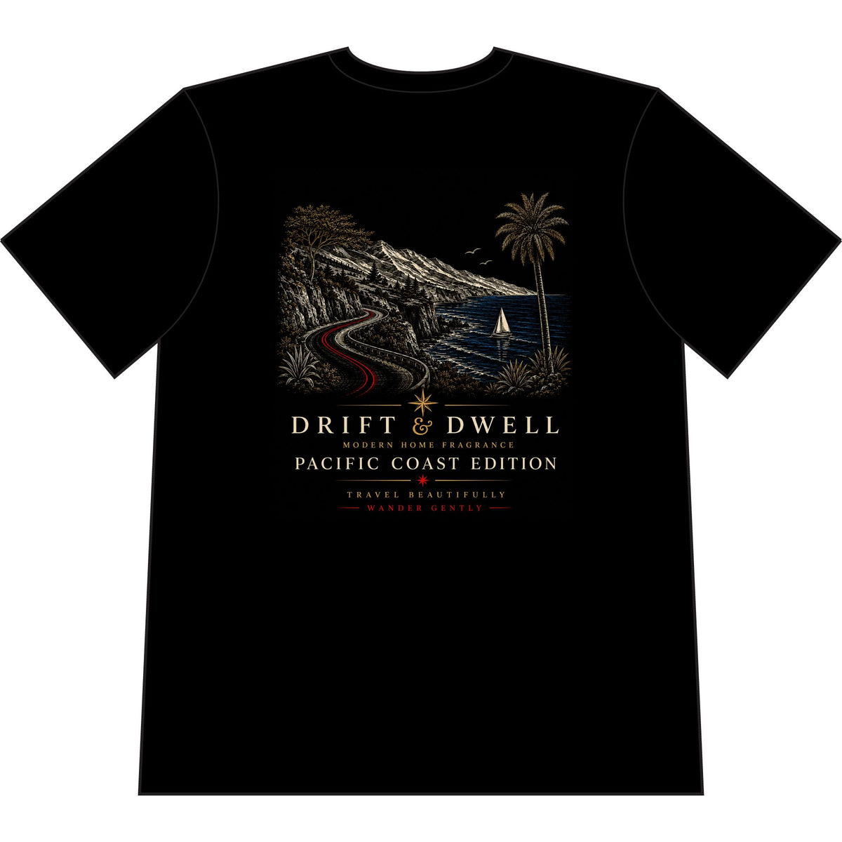 Drift & Dwell Pacific Coast T-Shirt | NOIR Collection | Pacific Coast Edition
