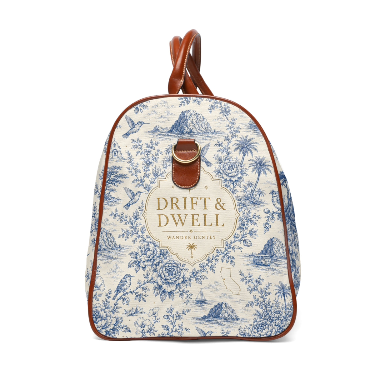 Drift & Dwell Waterproof Travel Duffel | California Toile Collection | Pacific Coast Edition