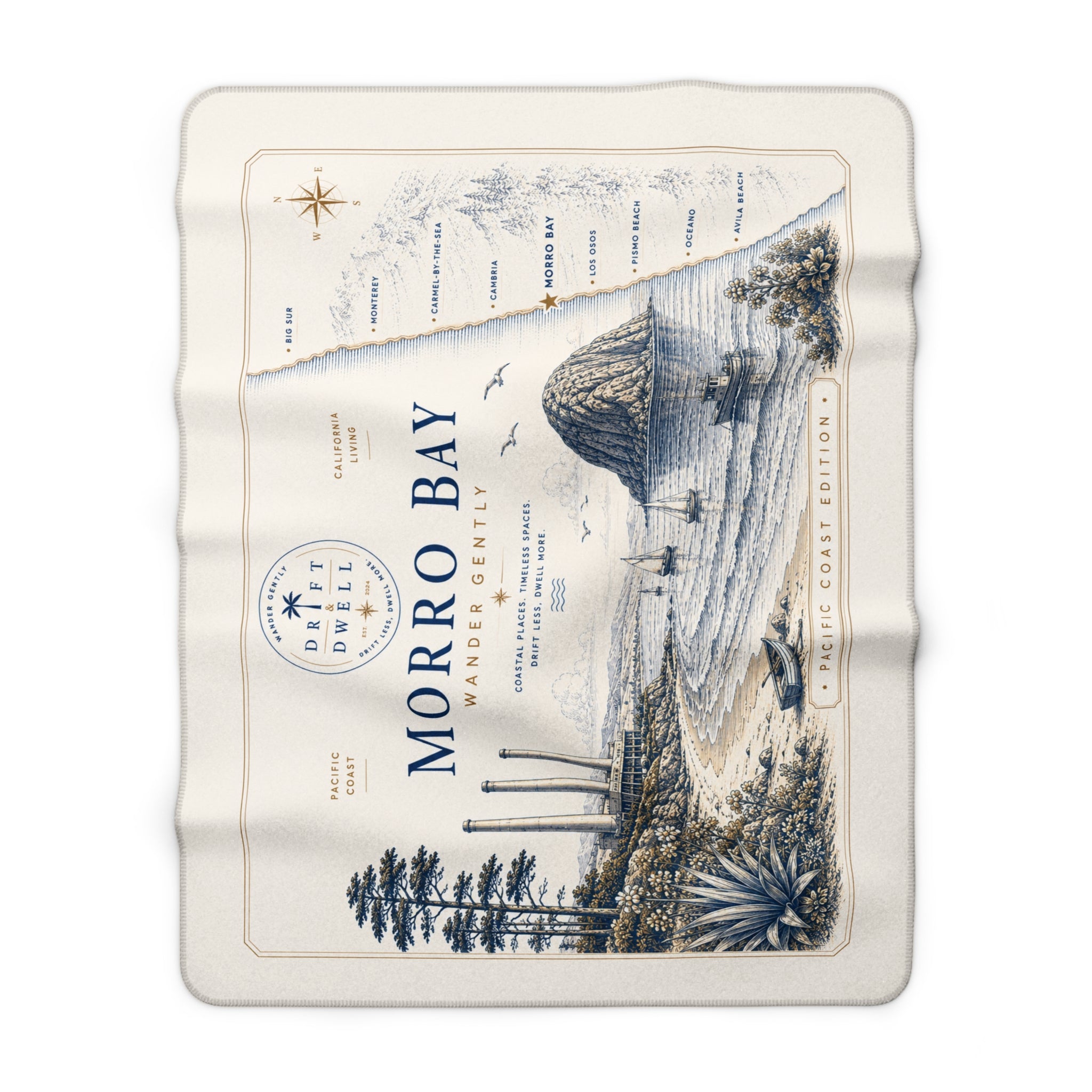 Morro Bay Sherpa Fleece Blanket | Pacific Coast Edition