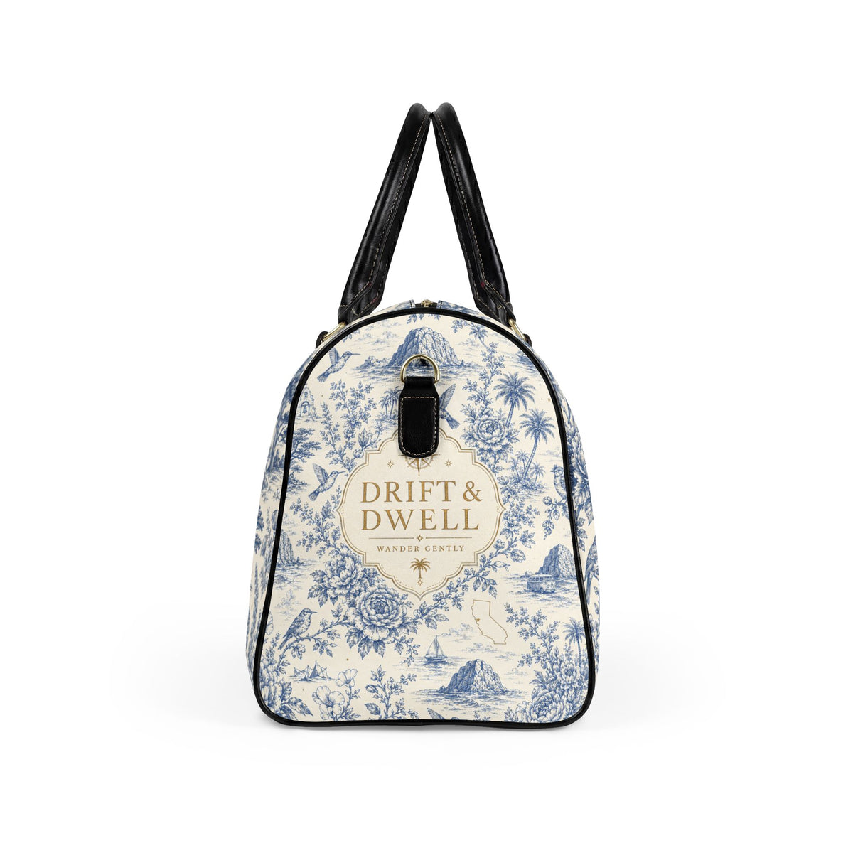 Toile Faux Leather Travel Bag | California Toile Collection | Pacific Coast Edition