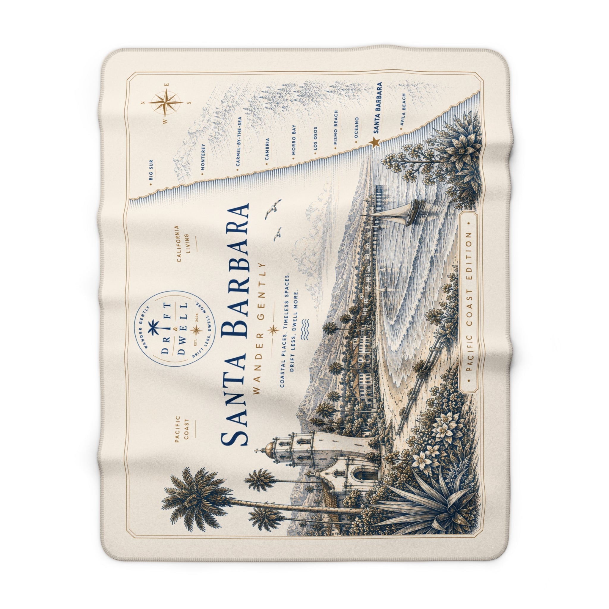Santa Barbara Sherpa Fleece Blanket | Pacific Coast Edition