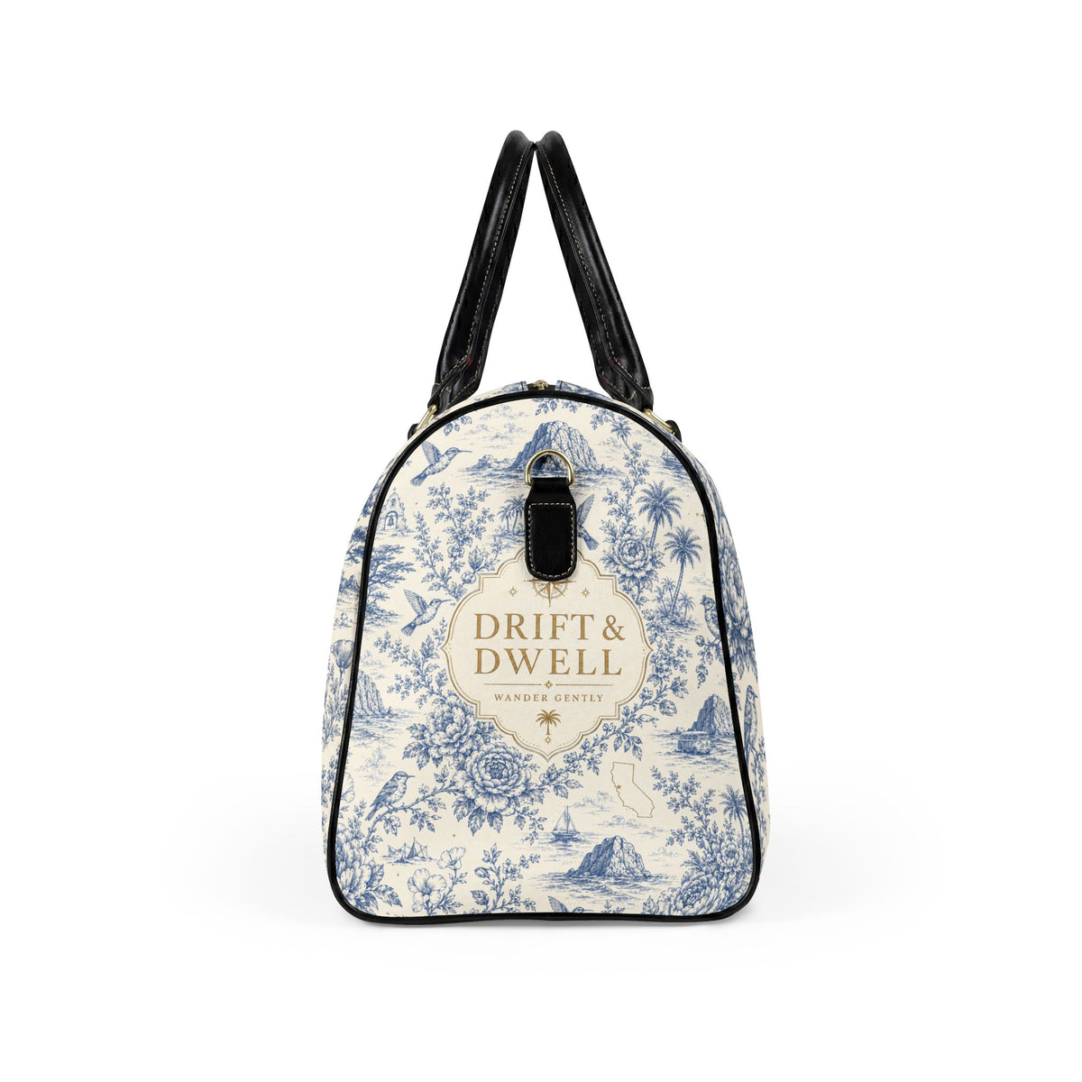 Toile Faux Leather Travel Bag | California Toile Collection | Pacific Coast Edition