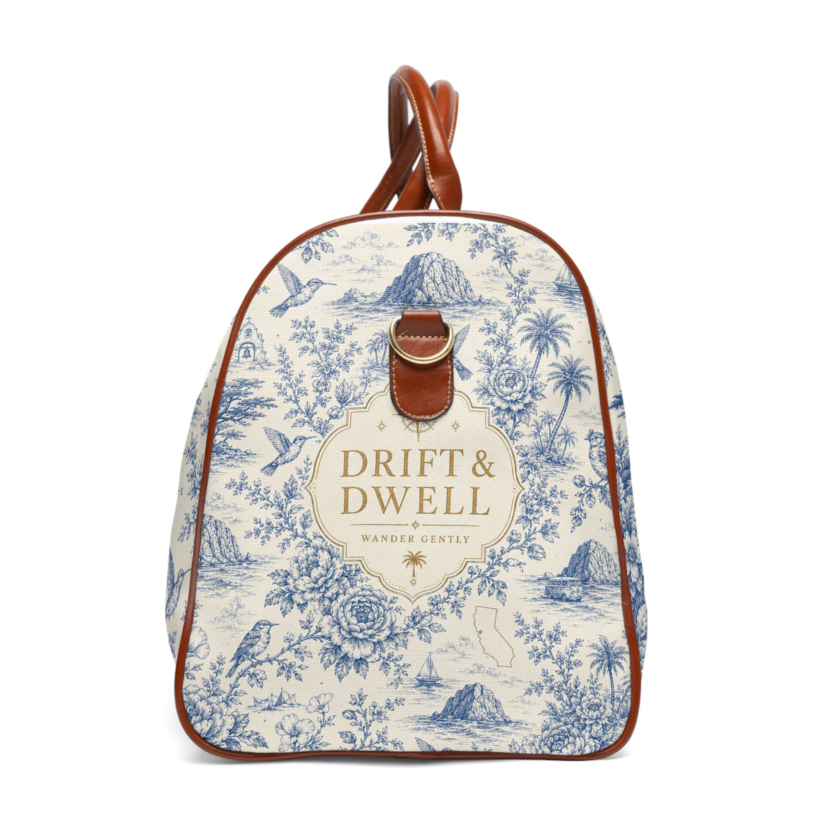 Drift & Dwell Waterproof Travel Duffel | California Toile Collection | Pacific Coast Edition