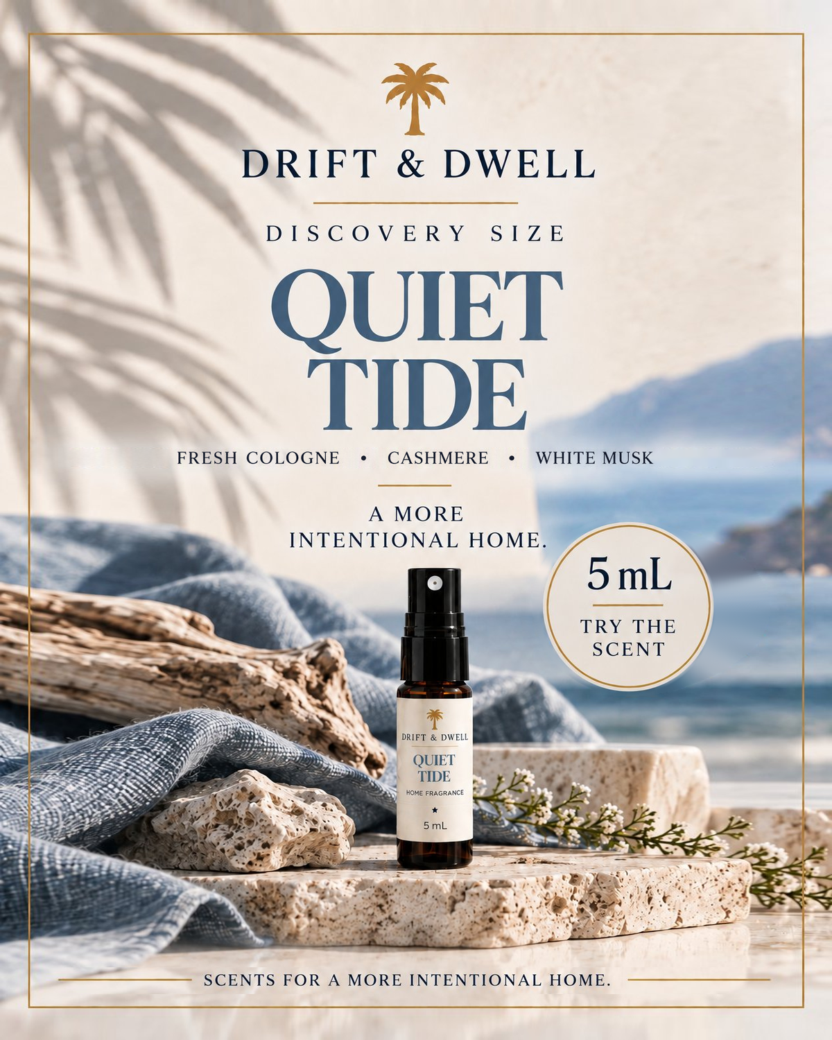 Quiet Tide 5 mL, Fresh Cologne, Cashmere, White Musk