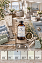 Still Harbor design mood board with Sherwin-Williams paint palette